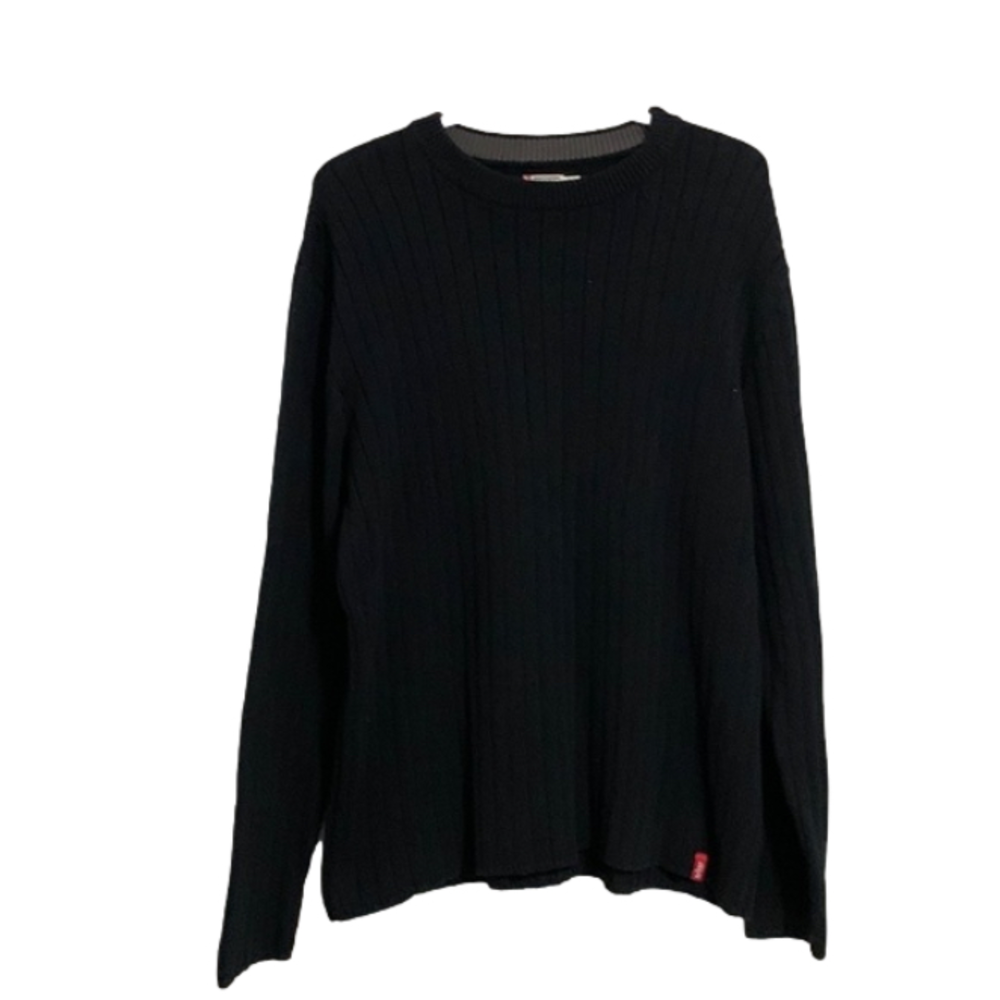𝅺Levi’s Long Sleeve Crew Neck 100% Cotton Ribbed Sweater Black XL Unisex